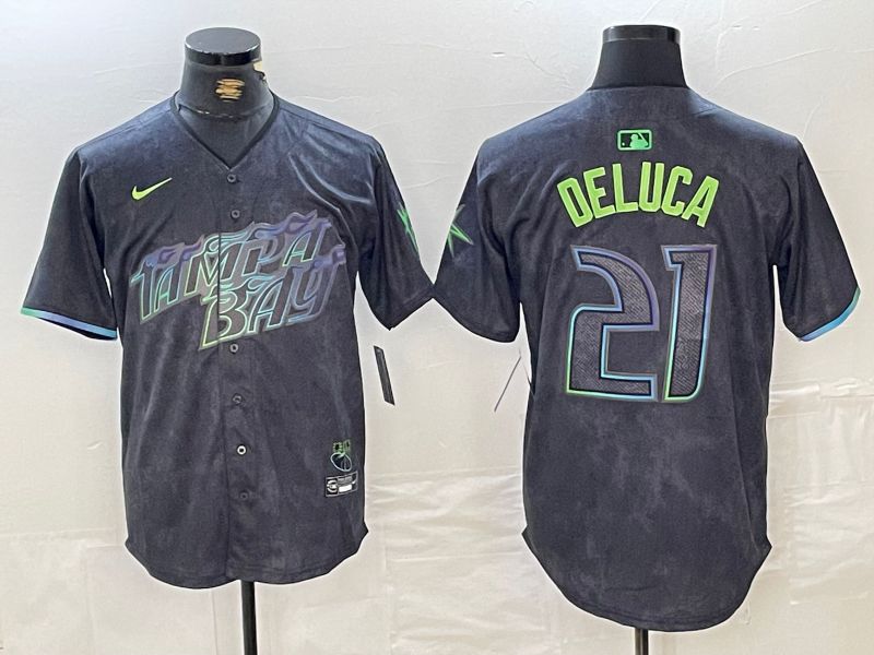 Men Tampa Bay Rays 21 Deluca Black City Edition Nike 2024 MLB Jersey style 3